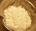 feta draining in muslin